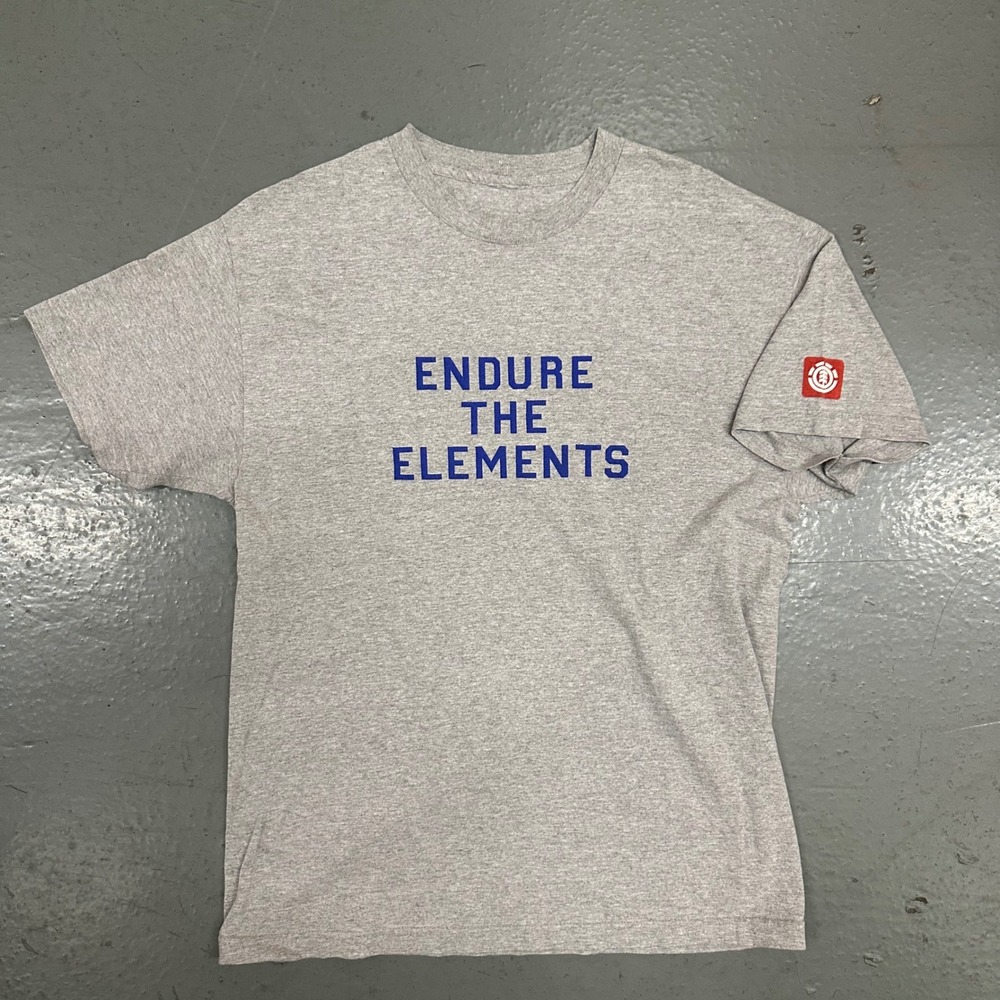 Element Mens T-Shirt Large Gray Endure The Elements Preowned Graphic Tee
